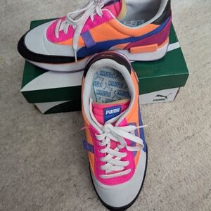 Puma Vibrant Pink and Orange Sneakers